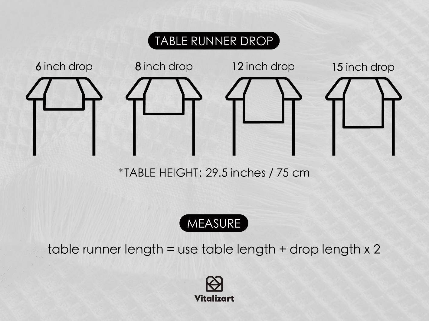Waffle Weave Cotton Table Runner 14"x72" (Dusty Green) - Vitalizart