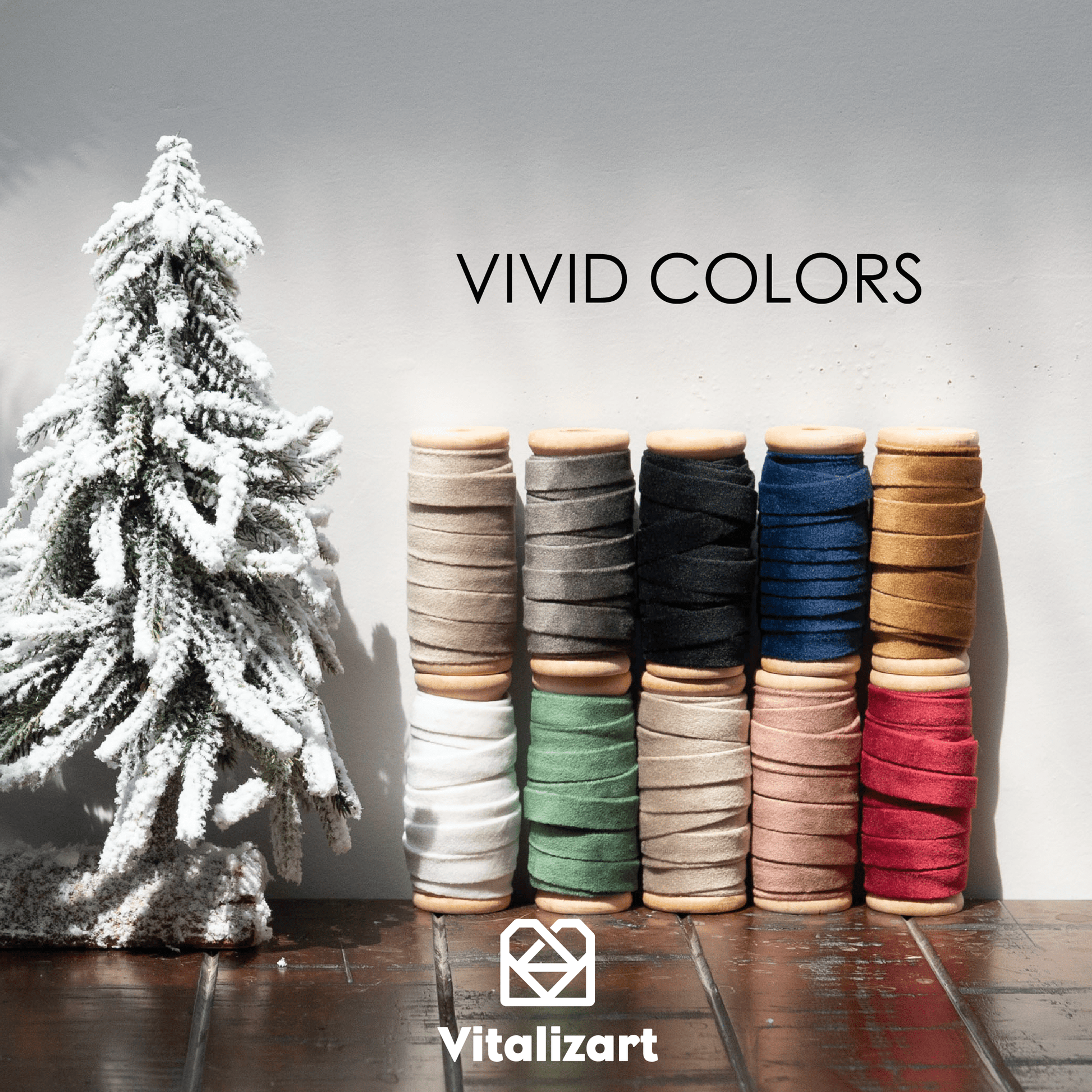 Velvet Ribbon With Wooden Spool 3/8" x 15 Yd (Gray) - Vitalizart