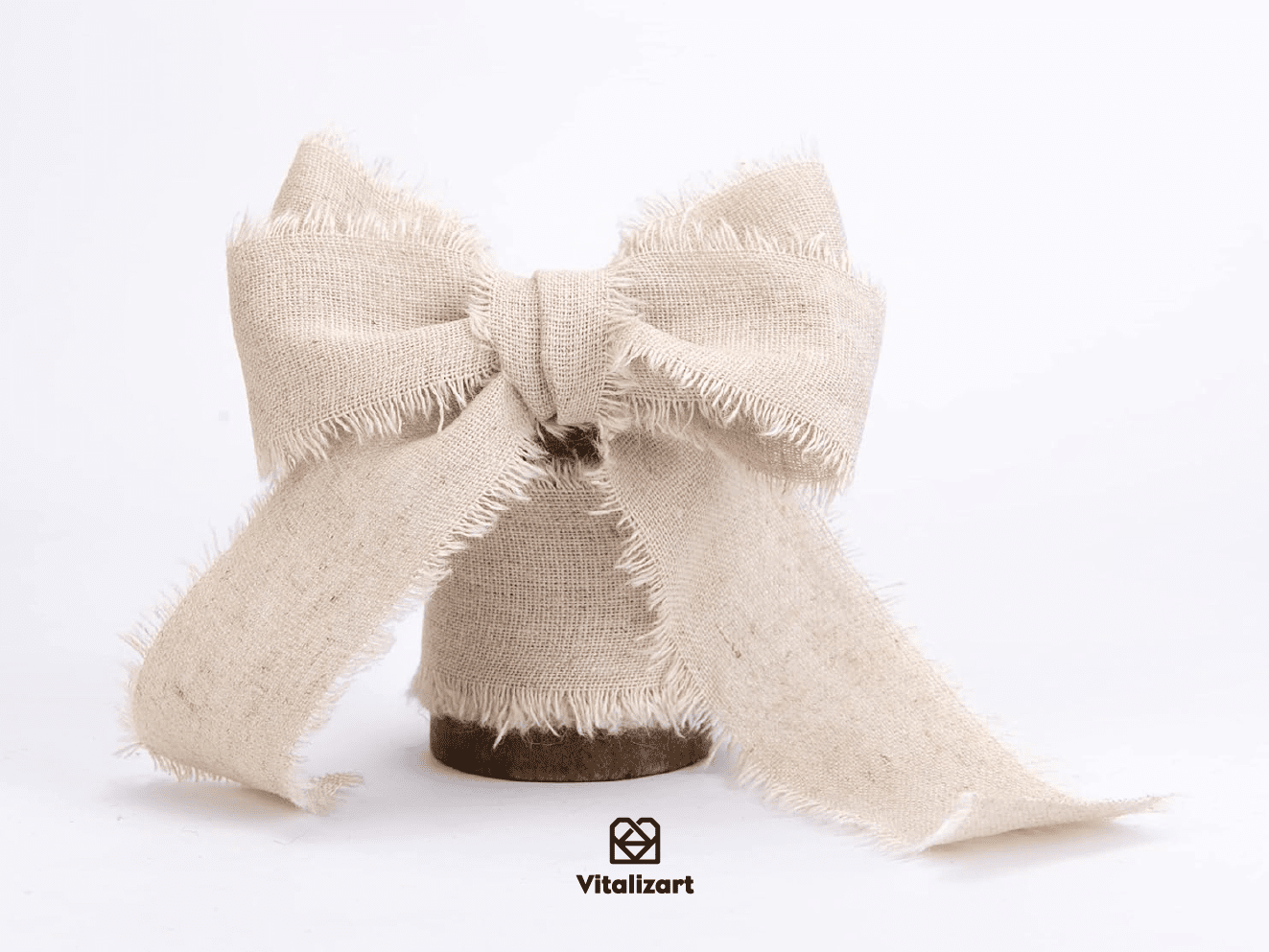 Cotton Linen Ribbon 1.5" x 10Yd (Beige & Brown) - Vitalizart