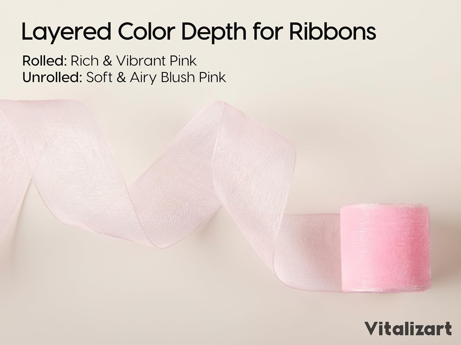 Vitalizart Pearly Wrapping Paper Set 17" × 197" w/ Satin Ribbon & Tags – Blush Pink - Vitalizart