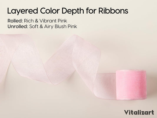 Vitalizart Pearly Wrapping Paper Set 17" × 197" w/ Satin Ribbon & Tags – Blush Pink - Vitalizart