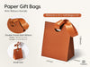 VITALIZART PAPER GIFT BAGS WITH RIBBON HANDLES SET OF 10 RED BULK REUSABLE FOR GIFT WRAP 5.91"X3.54"X7.28" SMALL (BROWN COLOR) - Vitalizart
