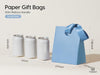 VITALIZART PAPER GIFT BAGS WITH RIBBON HANDLES SET OF 10 RED BULK REUSABLE FOR GIFT WRAP 5.91"X3.54"X7.28" SMALL (BLUE COLOR) - Vitalizart