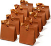 VITALIZART PAPER GIFT BAGS WITH RIBBON HANDLES SET OF 10 RED BULK REUSABLE FOR GIFT WRAP 5.91"X3.54"X7.28" SMALL (BROWN COLOR) - Vitalizart