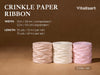 Vitalizart Crinkle Paper Ribbon 1.5" x 75 Yards, Reusable Recyclable Easy Tear (Pink Nude & White) - Vitalizart