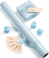 Vitalizart Pearly Wrapping Paper Set 17" × 197" w/ Satin Ribbon & Tags – Baby Blue - Vitalizart