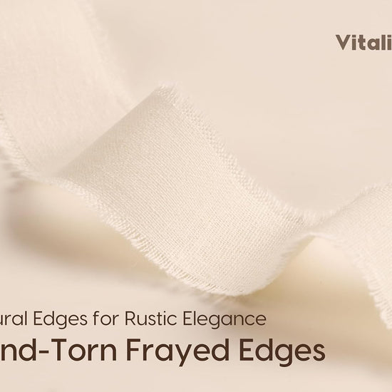 Vitalizart Ribbon Cotton Handmade Fringe 1" x 15 Yd Pure Natural Cotton Ribbons (Ivory White) - Vitalizart