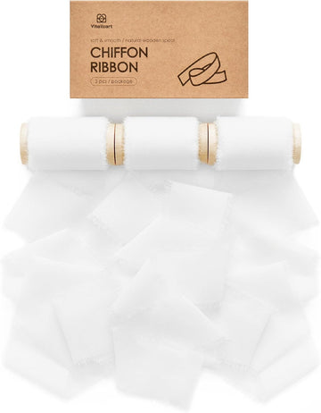 Chiffon Ribbon with Wooden Spool 2" x 15 Yd (White)