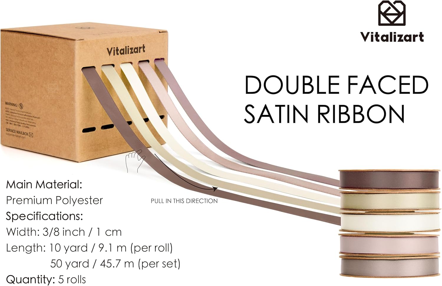 Double Face Satin Ribbon 3/8"x 50Yd (Nude & Pink) - Vitalizart