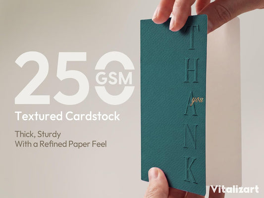 Vitalizart Thank You Cards with Envelopes, 16 Pcs, Thick Textured Cardstock,Green Embossed Foil-Stamped Blank Cards for Business & Special Occasions - Vitalizart