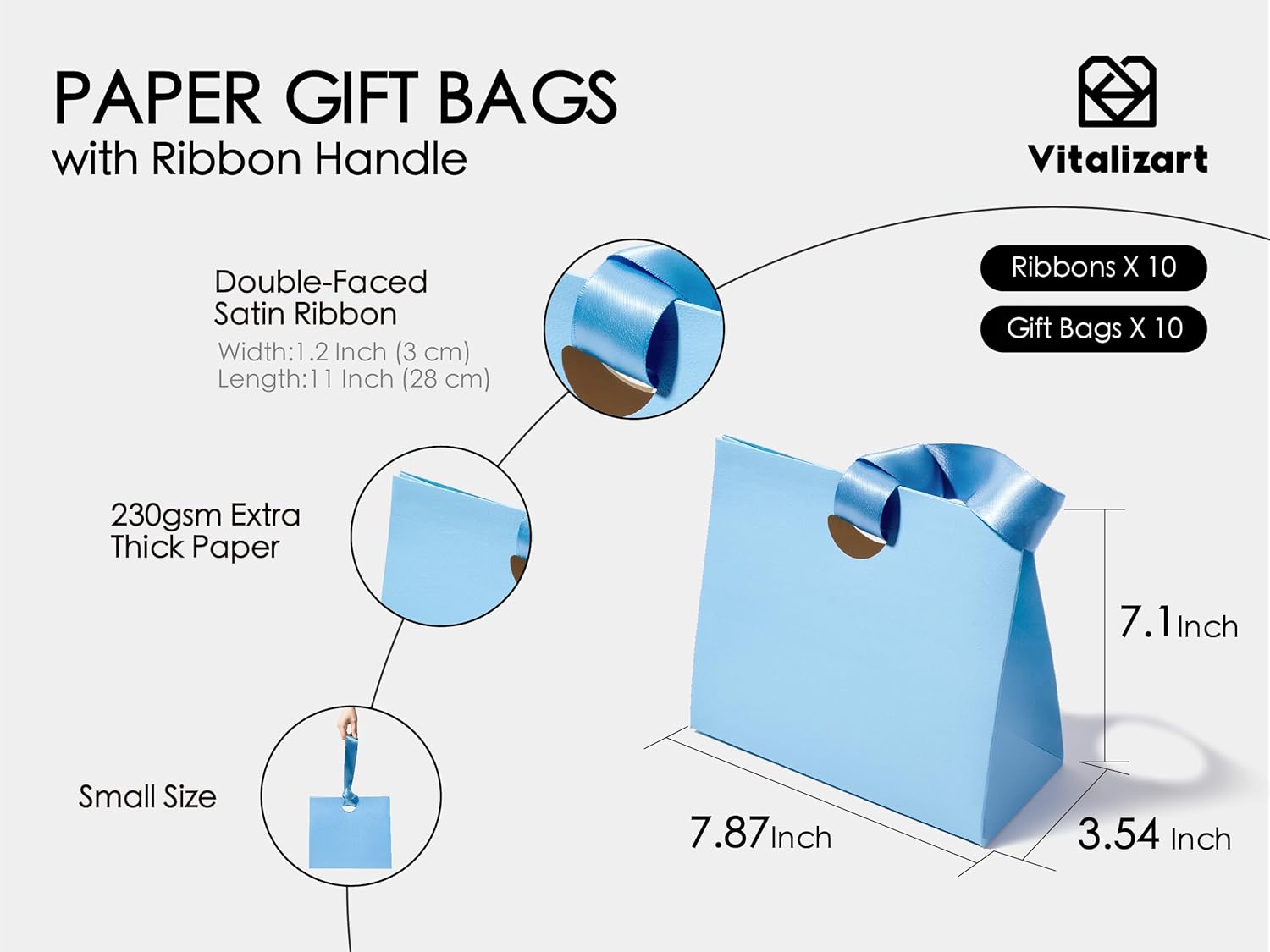 Paper Gift Bags With Ribbon Handles Set of 10 Assorted Colors Bulk Reu ...