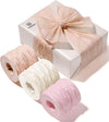 Vitalizart Crinkle Paper Ribbon 1.5" x 75 Yards, Reusable Recyclable Easy Tear (Pink Nude & White) - Vitalizart