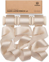 Vitalizart Silken Lustre Ribbon 1" x 15 Yards, Champagne & Nude Silky Satin Ribbon with Subtle Sheen (Ivory White) - Vitalizart