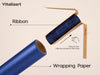 Vitalizart Pearly Wrapping Paper Set 17" × 197" w/ Satin Ribbon & Tags – Navy Blue - Vitalizart