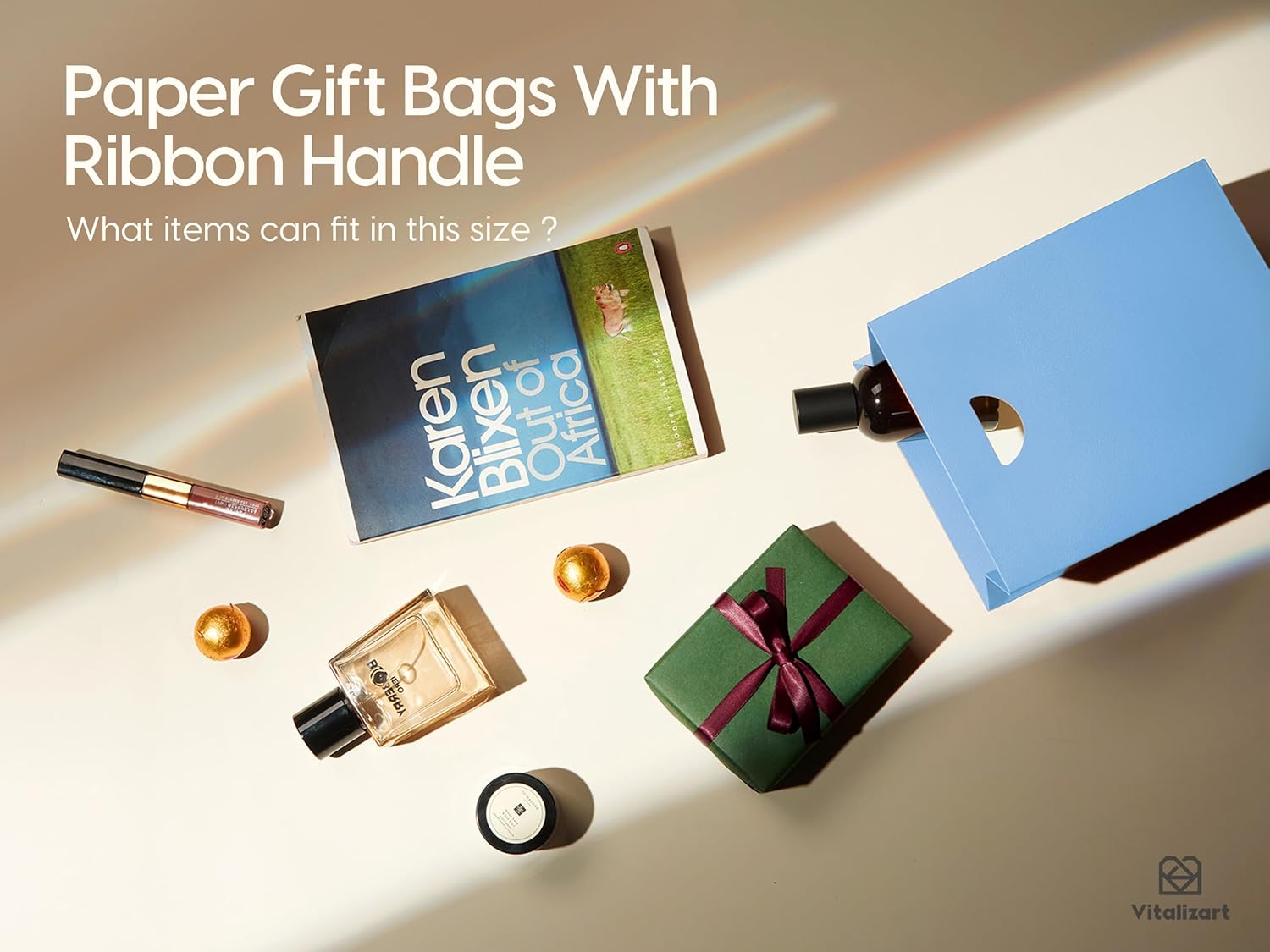 VITALIZART PAPER GIFT BAGS WITH RIBBON HANDLES SET OF 10 RED BULK REUSABLE FOR GIFT WRAP 5.91