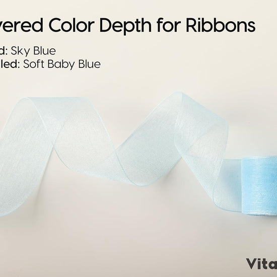 Vitalizart Pearly Wrapping Paper Set 17" × 197" w/ Satin Ribbon & Tags – Baby Blue - Vitalizart