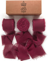 Fringe Chiffon Silk Ribbon 1 1/2 Inch x 21Yd (Burgundy & Red) - Vitalizart