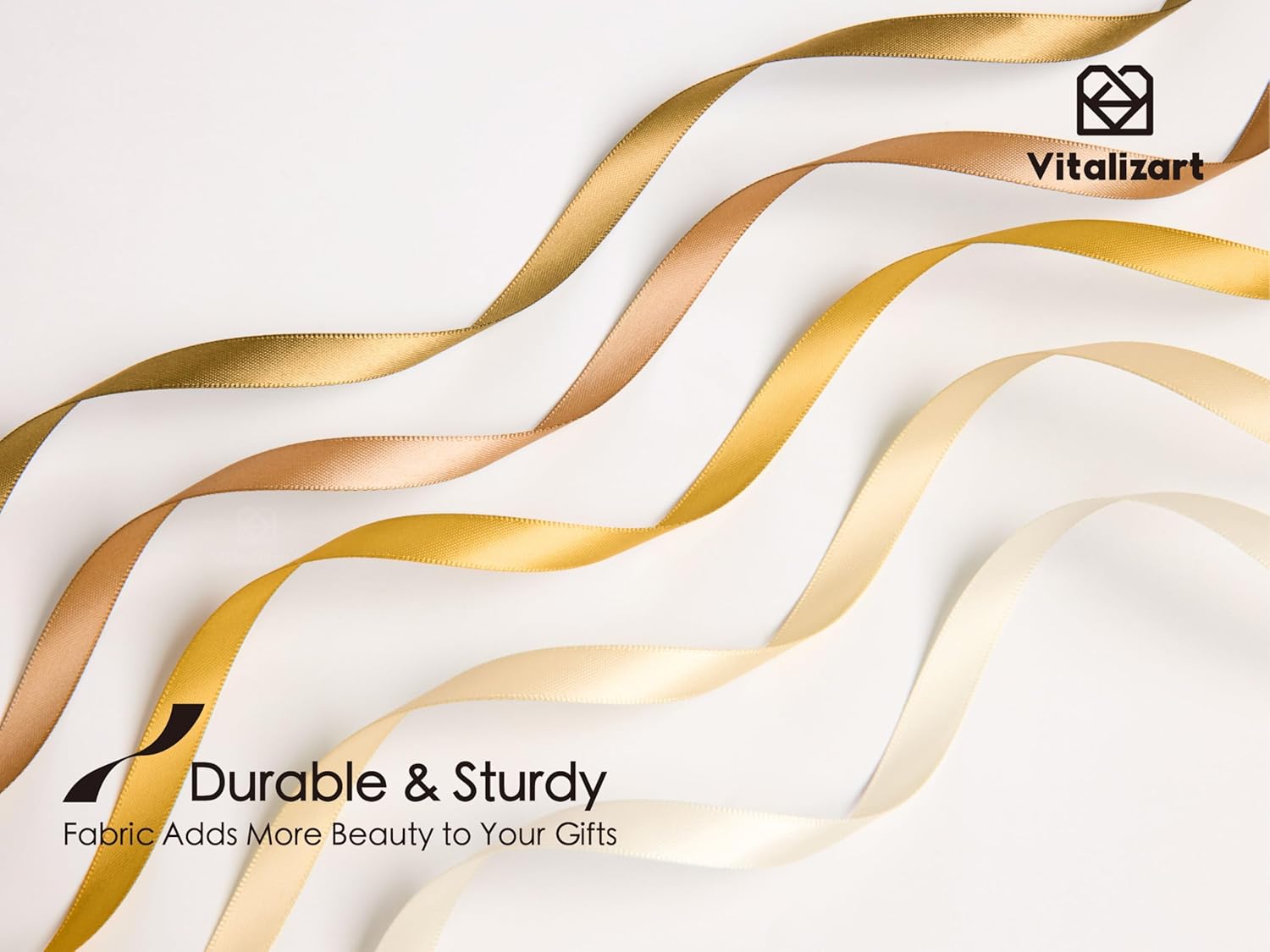 Double Face Satin Ribbon 3/8" x 50Yd (Assorted Gold) - Vitalizart