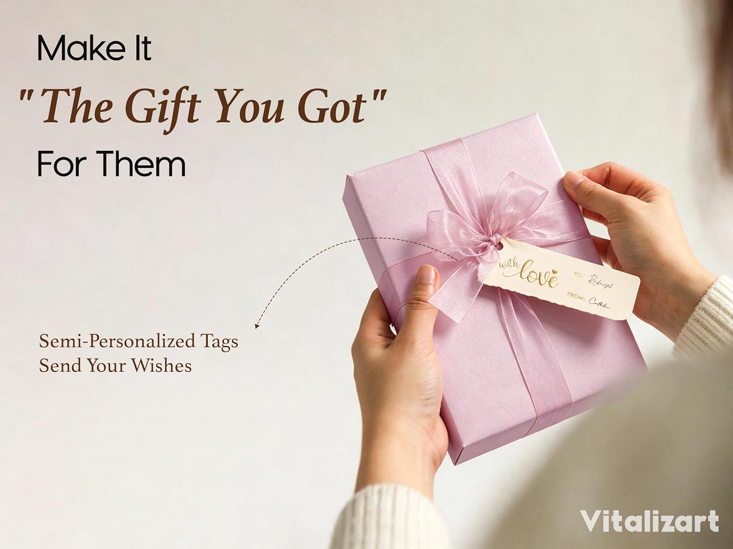 Vitalizart Pearly Wrapping Paper Set 17" × 197" w/ Satin Ribbon & Tags – Blush Pink - Vitalizart