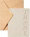 Vitalizart Thank You Cards with Envelopes, 16 Pcs, Thick Textured Cardstock,Beige Embossed Foil-Stamped Blank Cards for Business & Special Occasions
