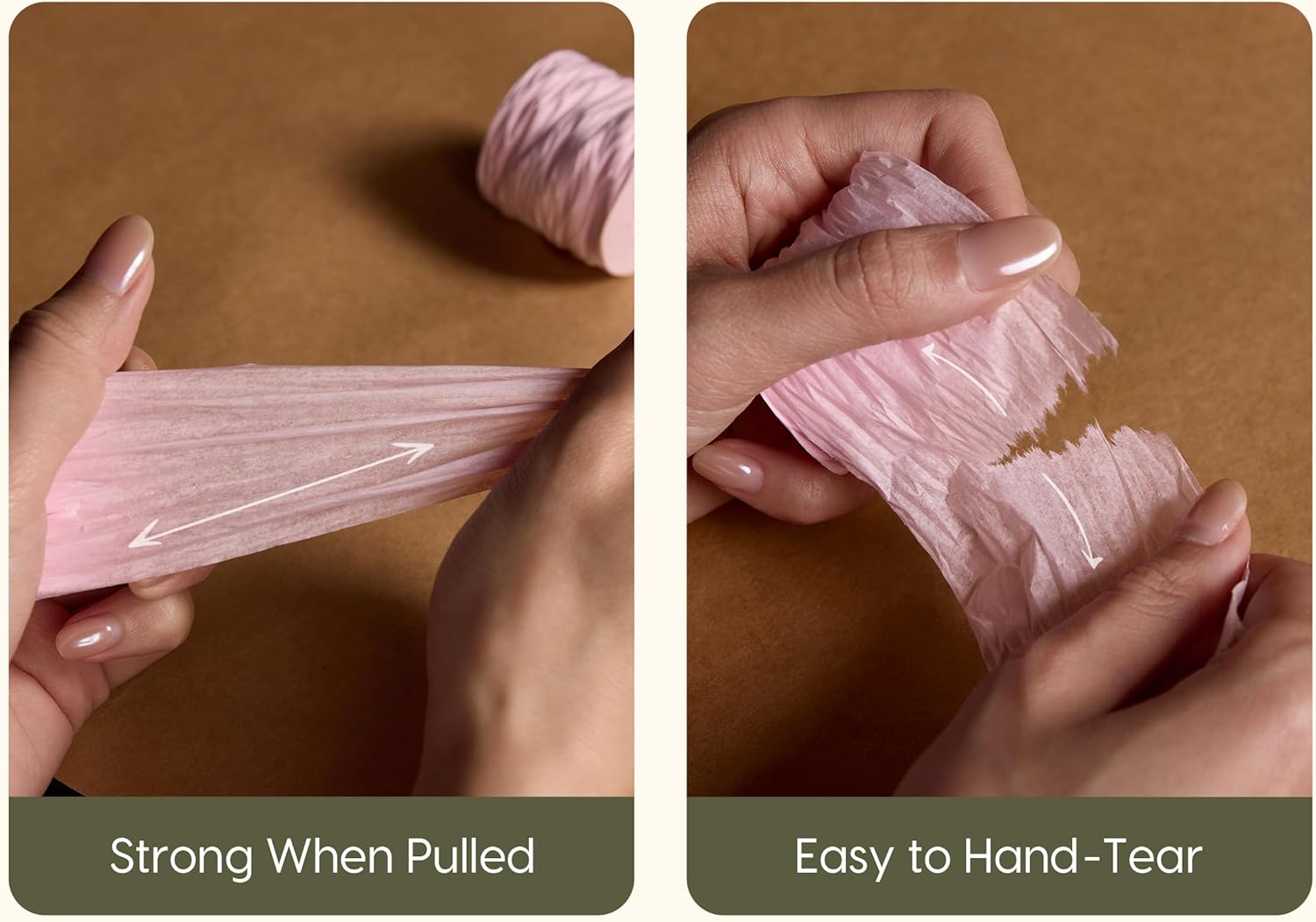 Vitalizart Crinkle Paper Ribbon 1.5" x 75 Yards, Reusable Recyclable Easy Tear(PINK) - Vitalizart