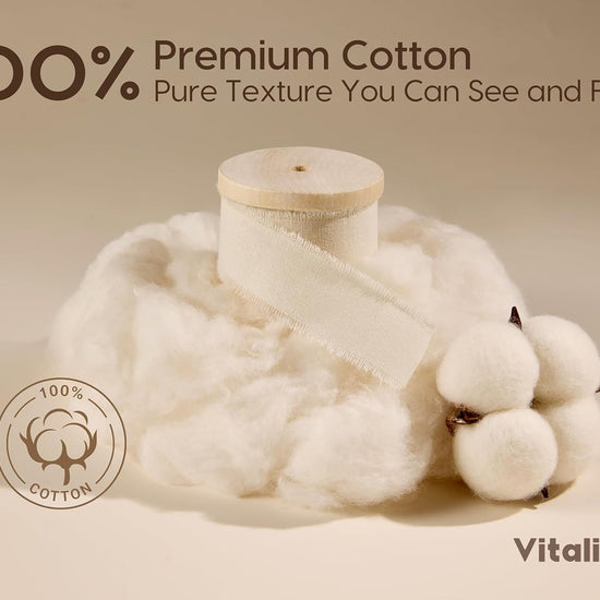 Vitalizart Ribbon Cotton Handmade Fringe 1" x 15 Yd Pure Natural Cotton Ribbons ( Nude & Ivory) - Vitalizart