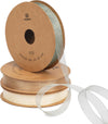 Vitalizart Organza Ribbon 3/8" x 30 Yd Cream White Rose Gold & Dusty Green Sheer Ribbons（White Rose Gold & Green） - Vitalizart