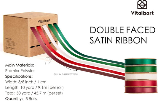 Double Face Satin Ribbon 3/8" x 50Yd (Christmas)