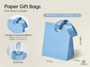 VITALIZART PAPER GIFT BAGS WITH RIBBON HANDLES SET OF 10 RED BULK REUSABLE FOR GIFT WRAP 5.91"X3.54"X7.28" SMALL (BLUE COLOR) - Vitalizart