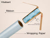 Vitalizart Pearly Wrapping Paper Set 17" × 197" w/ Satin Ribbon & Tags – Baby Blue - Vitalizart