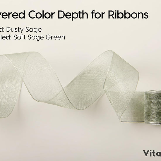 Vitalizart Pearly Wrapping Paper Set 17" × 197" w/ Satin Ribbon & Tags – Sage Green - Vitalizart