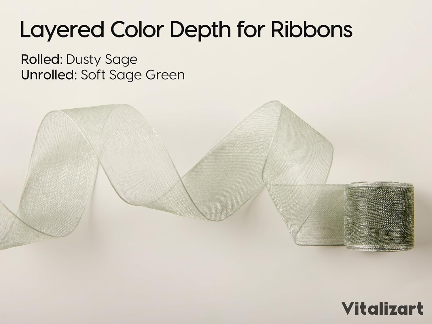 Vitalizart Pearly Wrapping Paper Set 17" × 197" w/ Satin Ribbon & Tags – Sage Green - Vitalizart