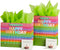 Vitalizart Birthday Paper Gift Bags With Ribbon Handles Set of 2 - Pop-Up Cards, Tissue Paper, Custom Calendar Design Green Bags（Green, Kids Party Favors）