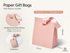 VITALIZART PAPER GIFT BAGS WITH RIBBON HANDLES SET OF 10 RED BULK REUSABLE FOR GIFT WRAP 5.91"X3.54"X7.28" SMALL (Pink COLOR) - Vitalizart