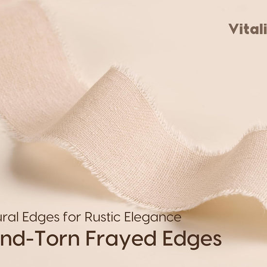 Vitalizart Ribbon Cotton Handmade Fringe 1" x 15 Yd Pure Natural Cotton Ribbons ( Nude & Ivory) - Vitalizart