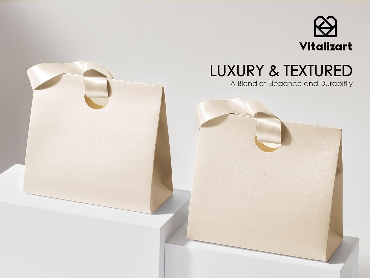 Vitalizart Paper Gift Bags With Ribbon Handles Set of 10 Black Bulk Reusable For Gift Wrap Girls Kids Birthday Bridal Shower Party Favors Goodie Bags Candy Christmas 6.1