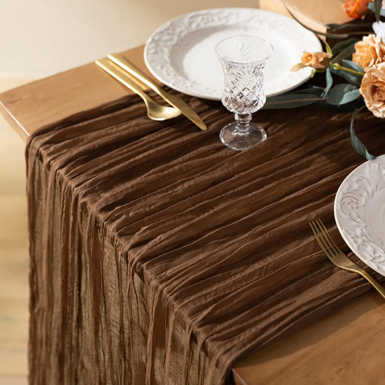 Cheesecloth Table Runner Gauze Boho Rustic 35 x 120 Inches (Brown) - Vitalizart