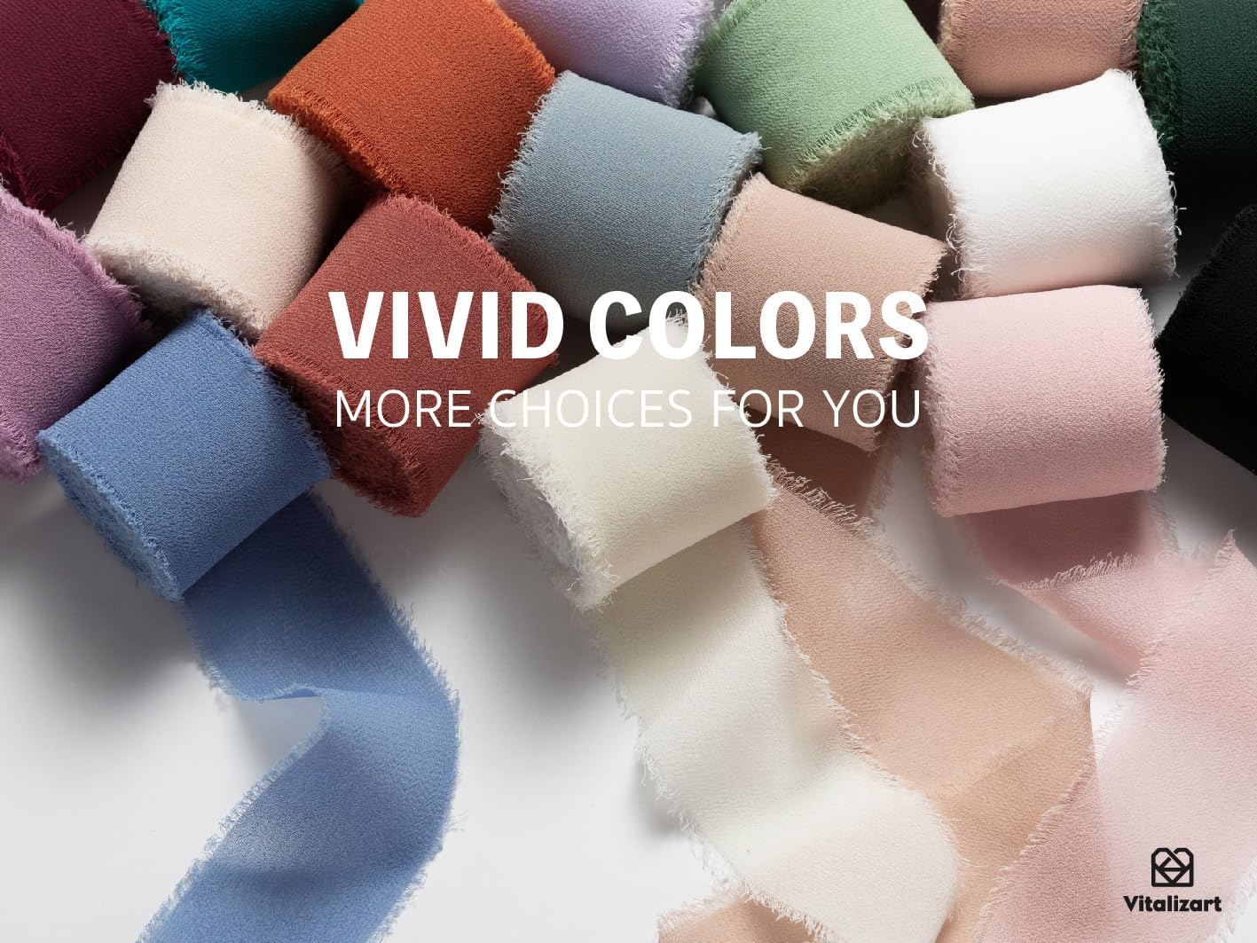 FRINGE CHIFFON SILK RIBBON 1.5 INCH X 27YD (Assorted 9 Colors Pink & Nude) - Vitalizart
