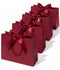 Burgundy Red Large Paper Gift Bags with Ribbon Bows — Set of 4