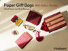 Mixed-Color Striped Paper Gift Bags with Ribbon Handles — Set of 10