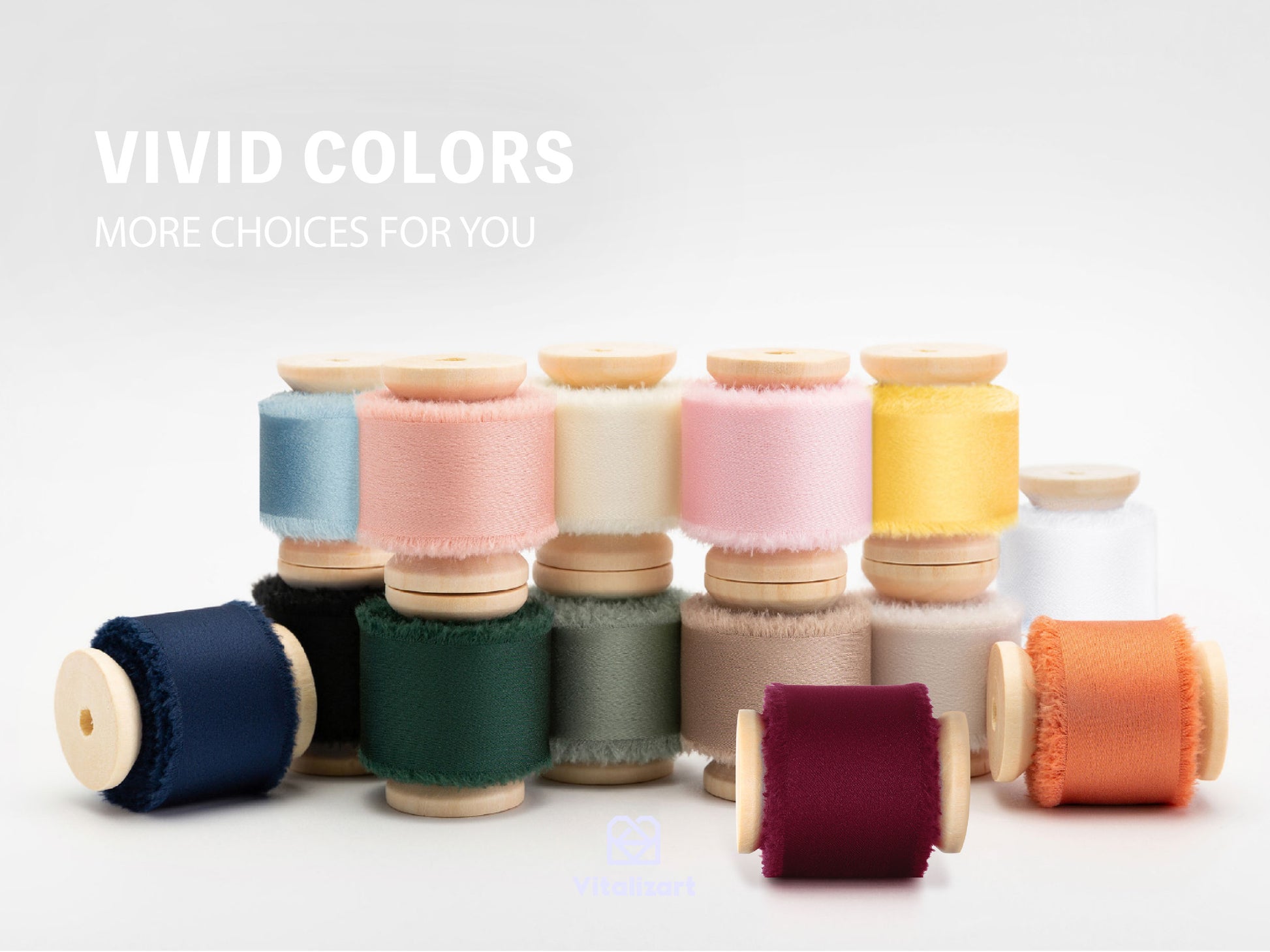 Silk Satin Ribbon With Wooden Spool 1" x 15 Yd (White Red Green) - Vitalizart