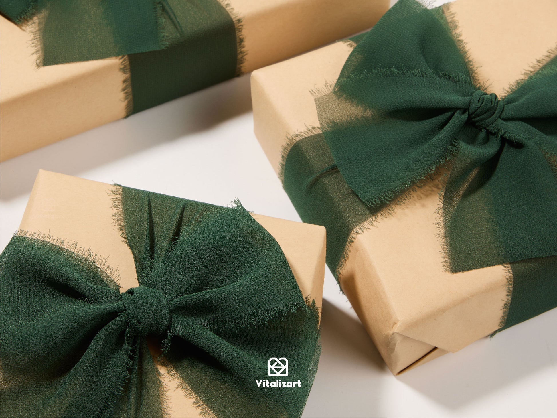 Chiffon Ribbon with Wooden Spool 2" x 15 Yd (Dark Green) - Vitalizart