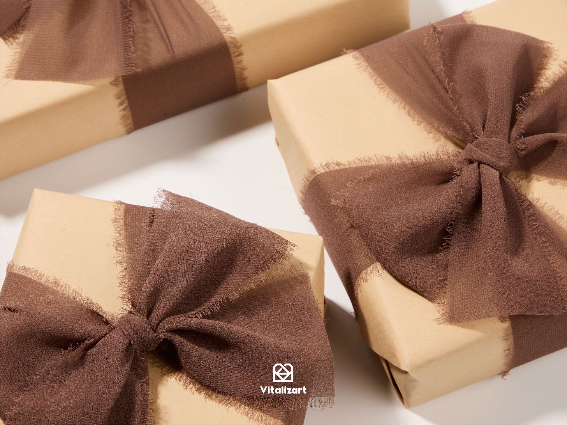 Chiffon Ribbon with Wooden Spool 2" x 15 Yd (Dark Brown) - Vitalizart