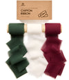 Chiffon Ribbon with Wooden Spool 2" x 15 Yd (White Red Green) - Vitalizart