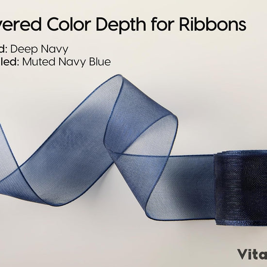 Vitalizart Pearly Wrapping Paper Set 17" × 197" w/ Satin Ribbon & Tags – Navy Blue - Vitalizart