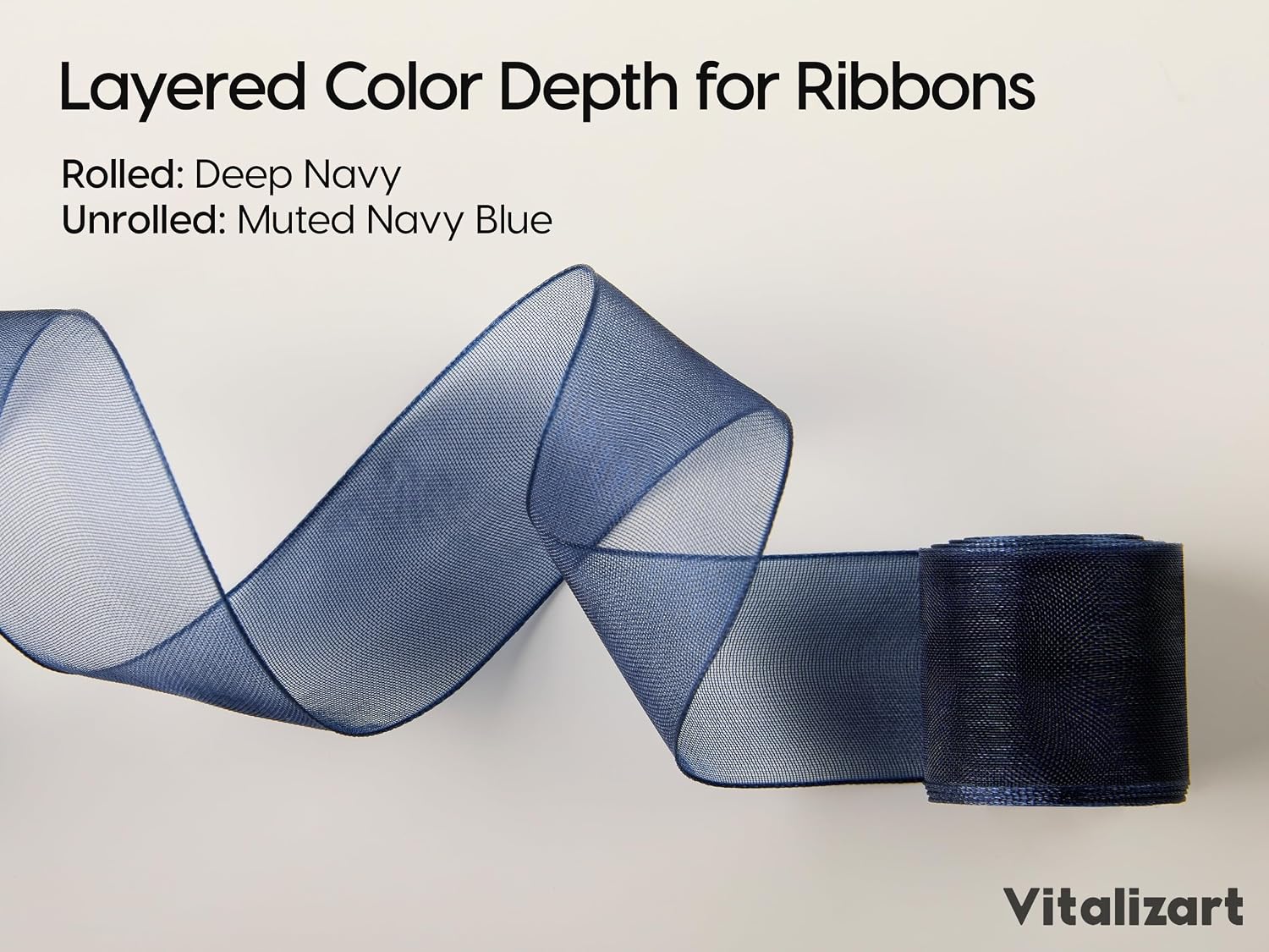 Vitalizart Pearly Wrapping Paper Set 17" × 197" w/ Satin Ribbon & Tags – Navy Blue - Vitalizart