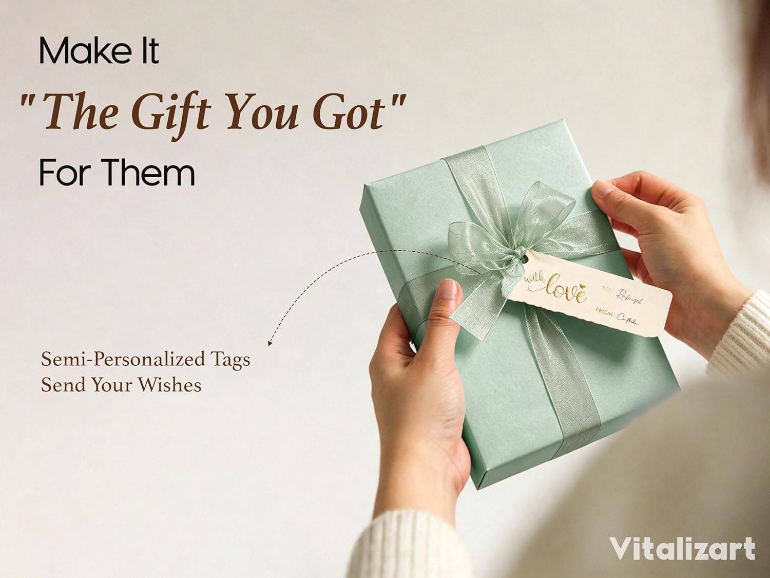 Vitalizart Pearly Wrapping Paper Set 17" × 197" w/ Satin Ribbon & Tags – Sage Green - Vitalizart