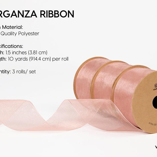 ORGANZA SHEER RIBBON 1.5“ X 30 YD(Rose Gold) - Vitalizart