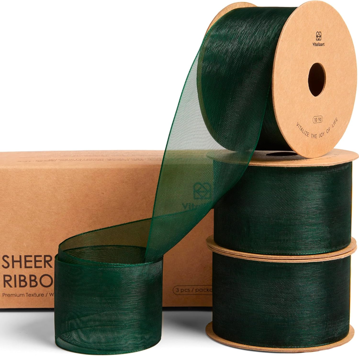 ORGANZA SHEER RIBBON 1.5“ X 30 YD(Dark green) - Vitalizart