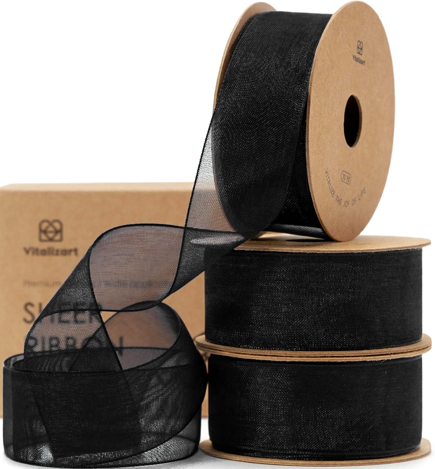 ORGANZA SHEER RIBBON 1“ X 30 YD (Black) - Vitalizart